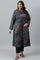 Dark Blue Light Festive Jacquard Plus Size Winter kurta