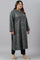 Teal Blue Flared Plus Size Winter kurta