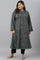 Teal Blue Flared Plus Size Winter kurta