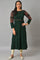 Green Heavy Embroidered Winter kurta