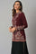 Wine Paisley Printed Short Cardigan