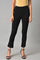 Black Solid Knitted Flared Pants