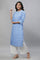 Blue Floral Printed Straight Kurta