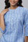 Blue Floral Printed Straight Kurta