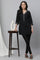 Black Solid Three-Quarter Sleeves V-Neck Rayon Kurti with Lace