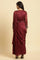 Maroon Jewelled Neck Pre-Drape Saree Dress