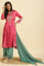 Pink Digital Printed Kurta, Pants And Dupatta Set