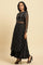 Black Zari Embroidered Sheer Kurta And Skirt Set