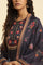 Navy Blue Chanderi Floral Printed Kurta, Pants and Organza Dupatta Set