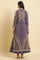 Purple Embellished Georgette Gilet And Tiered Dress