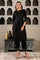 Black Embellished Keyhole Neck Straight Silk Kurta and Pants Set