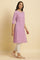 Light Purple Seer Sucker Embroidered Kurta