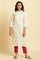 Ivory Floral Printed Straight Kurta