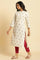 Ivory Floral Printed Straight Kurta