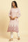 Red And White Stripes Kurta With Schiffli Embroidery