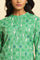 Green Geometric Mandarin Collar Straight Kurta