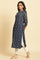 Dark Blue Geometric Printed Straight Kurta