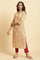 Yellow Floral Printed Straight Kurta