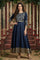 Blue Panelled Embroidered Festive Flared Dress