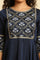 Blue Panelled Embroidered Festive Flared Dress