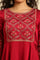 Red Panelled Embroidered Festive Dress