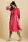 Pink Floral Embroidered Festive Kurta