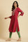 Maroon Embroidered Festive Kurta