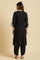 Black Flared Kurta With Bandani & Tie-Dye Detail