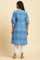Blue Cotton Dobby A-Line Kurta