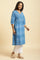 Blue Cotton Dobby A-Line Kurta