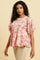 White And Pink Floral Printed Flared Top