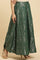 Dark Green Jacquard Flared Skirt