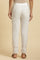 White Striped Schiffli Rayon Dobby Straight Kurta and Slim Pant Set