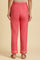 Pink Slim Pants Wit Embroidery At Hem