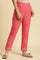 Pink Slim Pants Wit Embroidery At Hem