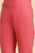 Pink Slim Pants Wit Embroidery At Hem