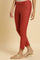 Rust Red Embellished Solid Slim Pants