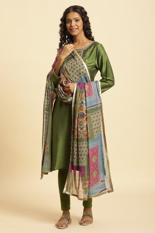 Multi-Coloured Printed Chiffon Dupatta