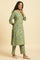 Light Green Floral Printed Kurta, Pants And Dupatta Set