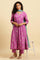 Purple Paisley Printed Gathered Kurta, Pants And Dupatta Set