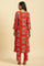 Red Floral Printed Straight Kurta And Straight Pants Co-Ord Set