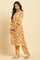 Yellow Floral Printed Cotton Kurta And Pants Co-Ord Set