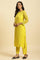 Lime Green Lace Work Kurta, Pants And Dupatta Set