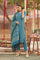 Blue Embellished Kurta, Pants And Jacquard Dupatta Set