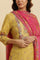 Yellow Floral Printed Kurta, Pants And Pink Dupatta Set