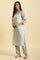 Sky Blue Floral Printed Kurta, Pants And Dupatta Set