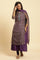 Purple Layered Suzani Printed Kurta, Tights And Dupatta Set