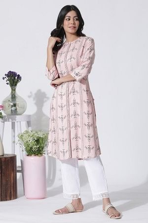 Pink Geometric Printed Shirt Kurta And Pants Set