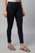 Navy Blue Solid Skinny Fit Cotton Tights With Slip On Closure