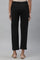 Black Solid Slim Fit Trousers With Elasticated Waist